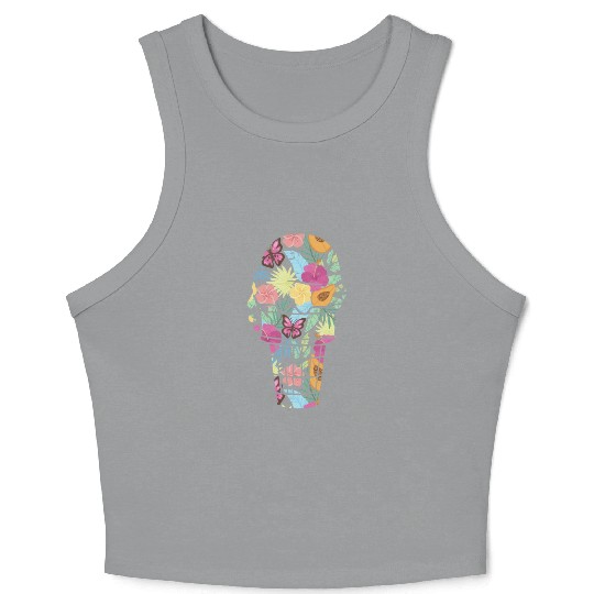 Ice Cream Tropical Floral Flower Crop Tank Top