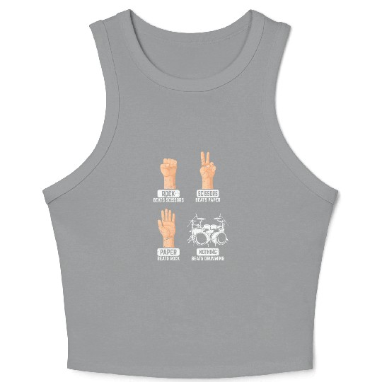 Rock Paper Scissors Nothing Beats Drumming Funny D Crop Tank Top