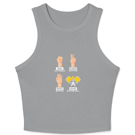 Rock Paper Scissors Nothing Beats Pickleball Playe Crop Tank Top