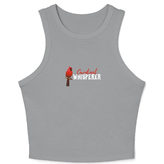 Cardinal Whisperer Northern Cardinal Bird Red Card Crop Tank Top