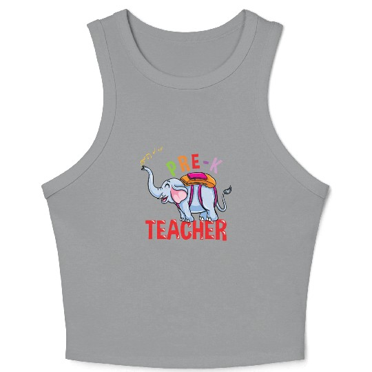 Back To School Elephant Pre-K Teacher Crop Tank Top