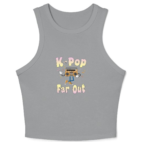 K-Pop is Far Out on a retro boombox Crop Tank Top