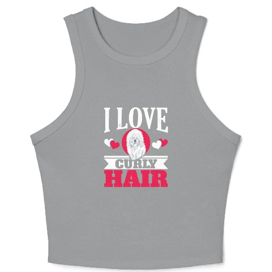 I Love Curly Hair Bichon Frise Dog Lover Puppy Paw Crop Tank Top
