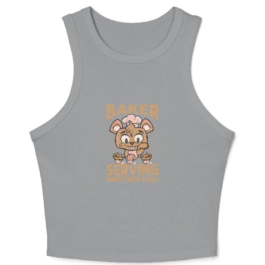 Baker Serving Sweetness Daily - Cakes - Funny - Ba Crop Tank Top
