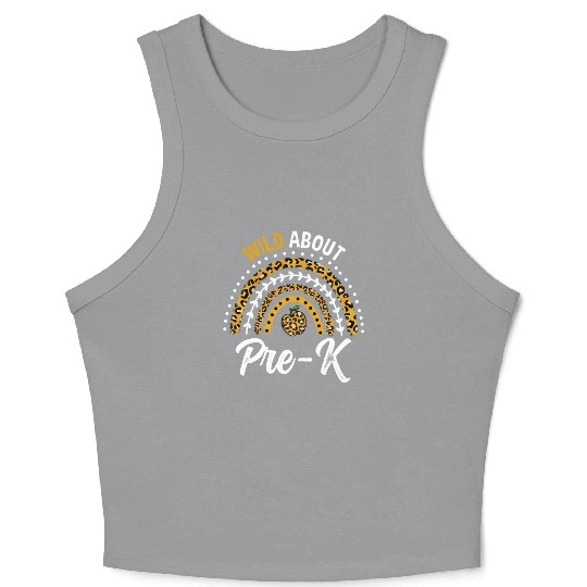 Wild About Pre-K Teacher Rainbow Crop Tank Top