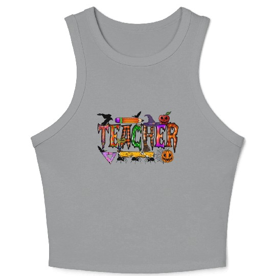 Teacher Halloween Crop Tank Top
