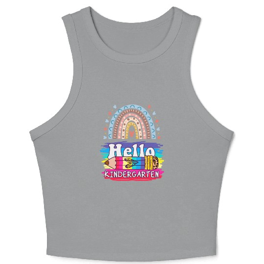 Hello Kindergarten Crop Tank Top Motivational Teacher Crop Tank Top