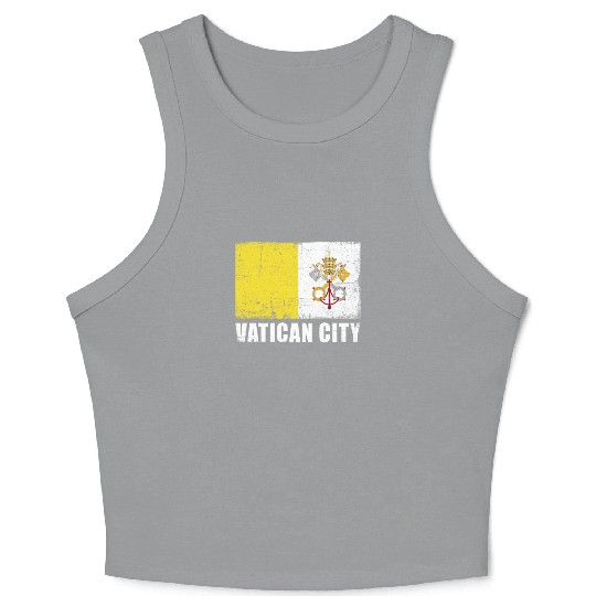 Vatican City Flag Grunge Country Flag Vatican City Crop Tank Top