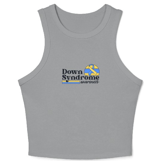 Down Syndrome Awareness Retro Sunset Yellow Blue Crop Tank Top