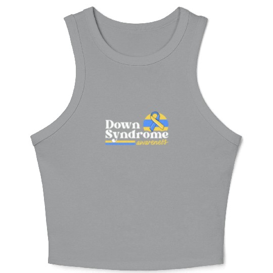 Down Syndrome Awareness Retro Sunset Yellow Blue Crop Tank Top