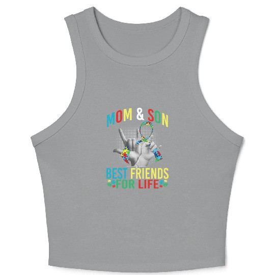 Mom And Son Best Friends For Life Autism Awareness Crop Tank Top