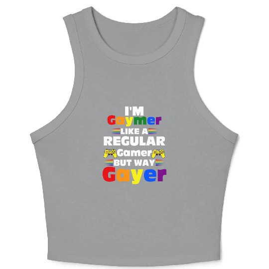 Funny Gaymer Gay Gamer Gayer - Pride Rainbow LGBT Crop Tank Top