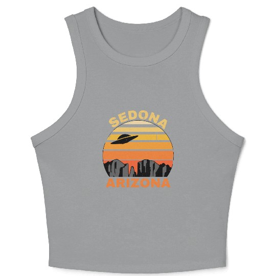 Sedona Arizonna Retro Sunset and UFO Crop Tank Top