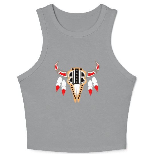 Native American Buffalo Skull for Tribal Art Lover Crop Tank Top