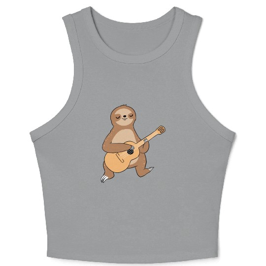 Sloth Playing Guitar for Guitar Player Crop Tank Top
