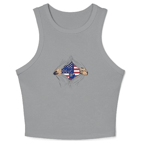 Rip Reveal America State Flag Michigan Crop Tank Top