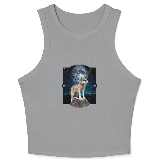 Wolf Moon Forest Wolves Nature Nature Liever Full Crop Tank Top