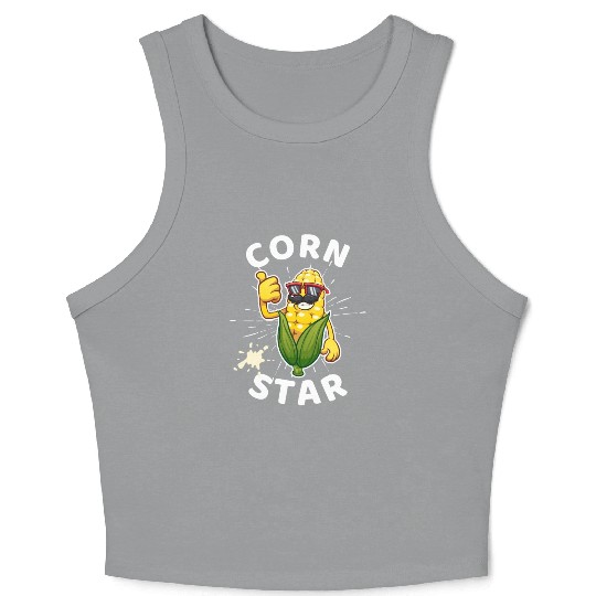 Funny Corn Star Sunglasses Mustache big Postal Service Crop Tank Top