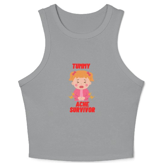 Tummy Ache Survivor Funny Back To School Crop Tank Top