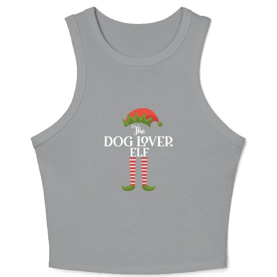 Dog Lover Elf Funny Family Christmas Matching Crop Tank Top