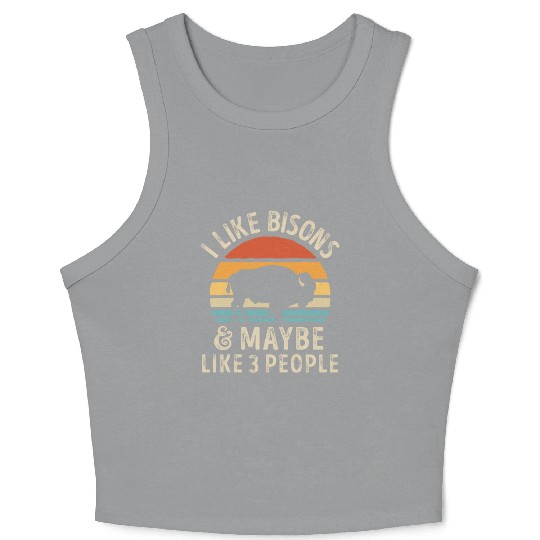 I Like Bisons and Maybe 3 People Retro Sunset Vint Crop Tank Top