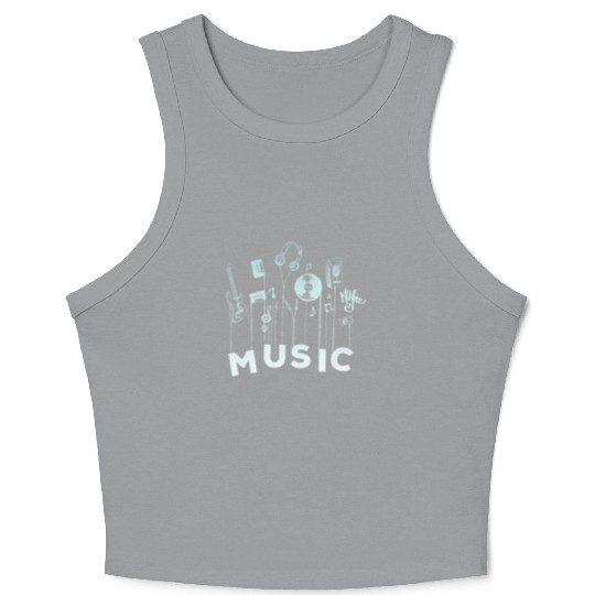 Musical Notes Vinyl Guitar Music Lover Crop Tank Top