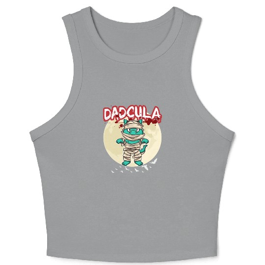 Dadcula Dracula Vampire Dad Funny Halloween Party Crop Tank Top