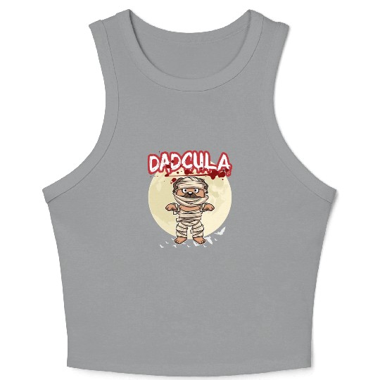 Dadcula Dracula Vampire Dad Funny Halloween Party Crop Tank Top