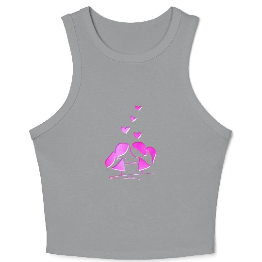 Loving couple lesbian pink glitter love Crop Tank Top