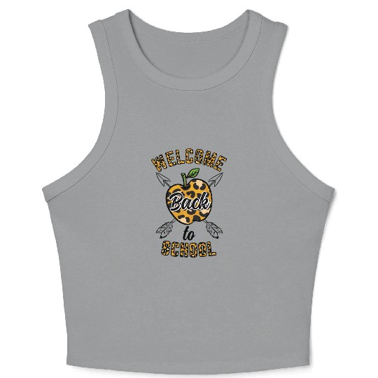Welcome Back To School Leopard Print Crop Tank Top