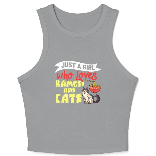 Ramen Cat Bowl Chicken Noodle Soup Japanese Crop Tank Top