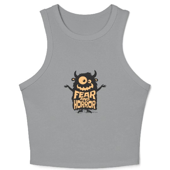 Crazy Monster Halloween Fear and Horror Design Crop Tank Top