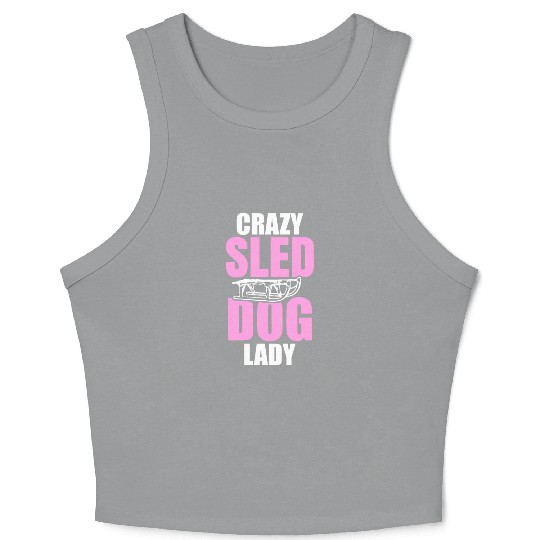 Womens Crazy Sled Dog Lady Crop Tank Top