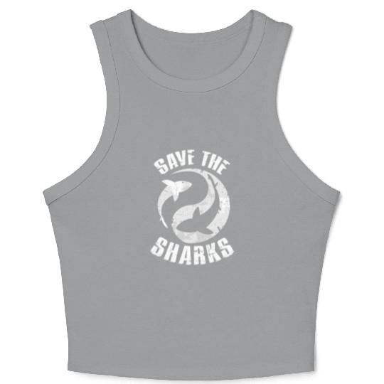 Save The Sharks Protect Ocean Scuba Diving Apnea D Crop Tank Top