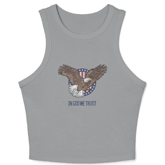 In God We Trust - Bald Eagle - Patriotic Crop Tank Top