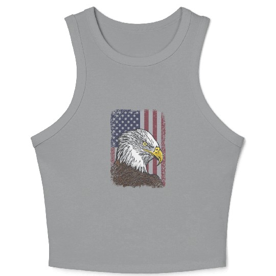 Bald Eagle - American Flag - Patriotic Crop Tank Top