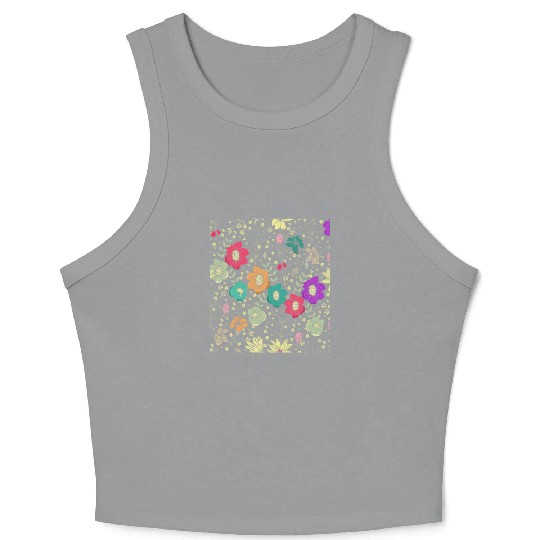 Flowers Women Floral Colorful Wildflower Crop Tank Top