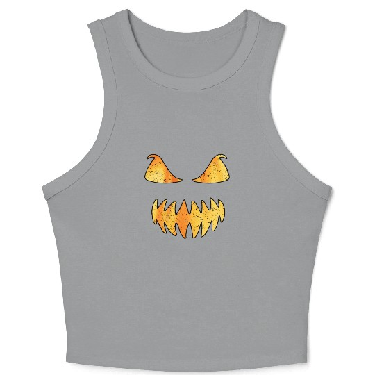 Retro Jack O Lantern Scary Carved Pumpkin Face Crop Tank Top