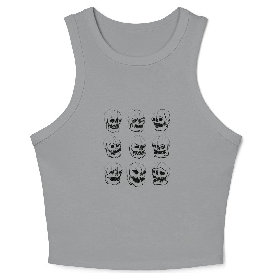 Skeleton head reactions and feelings Crop Tank Top