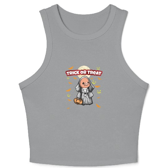 Trick Or Treat Scary Creepy Halloween Monster Crop Tank Top