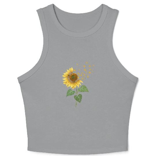 Sunflower Birds Cute Floral Birdwatching Crop Tank Top