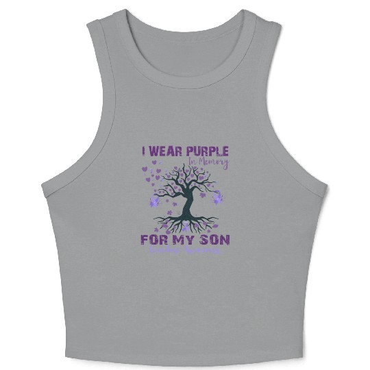 I Wear Purple In Memory Of My Son Crop Tank Top