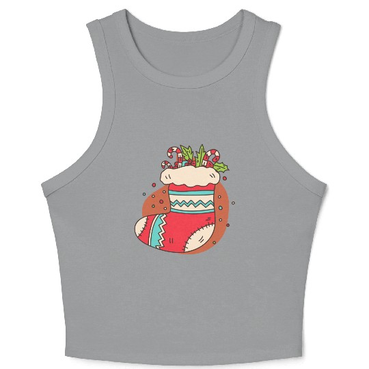 christmas sock with candy canes Crop Tank Top