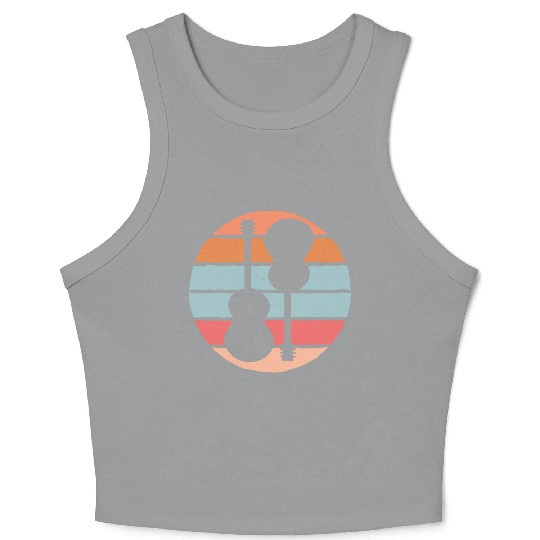 Ukulele and guitar in vintage design Crop Tank Top