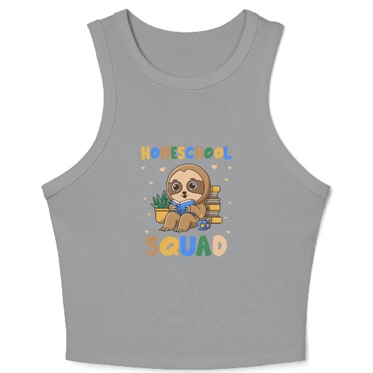 Homeschool Sloth Funny First Day Of School Crop Tank Top