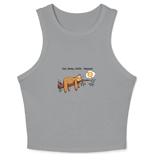 Bitcoin Sloth BTC Crypto Day Trader Hodl Design Crop Tank Top