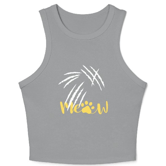 meow cat scratch Crop Tank Top