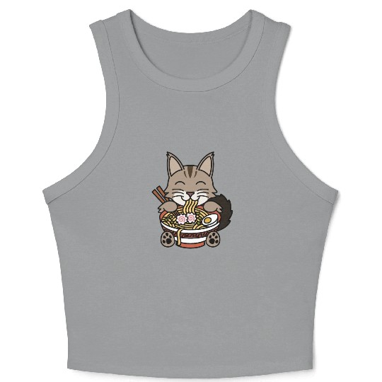Maine Cat Ramen Noodles Crop Tank Top