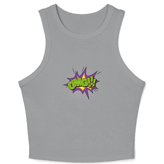 Comic Style OMG Expression Design Crop Tank Top
