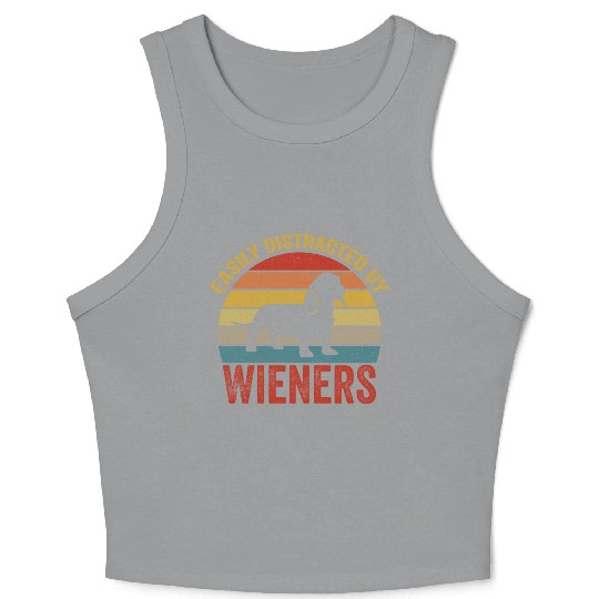 Easily Distracted By Wieners For Dog Lover Crop Tank Top